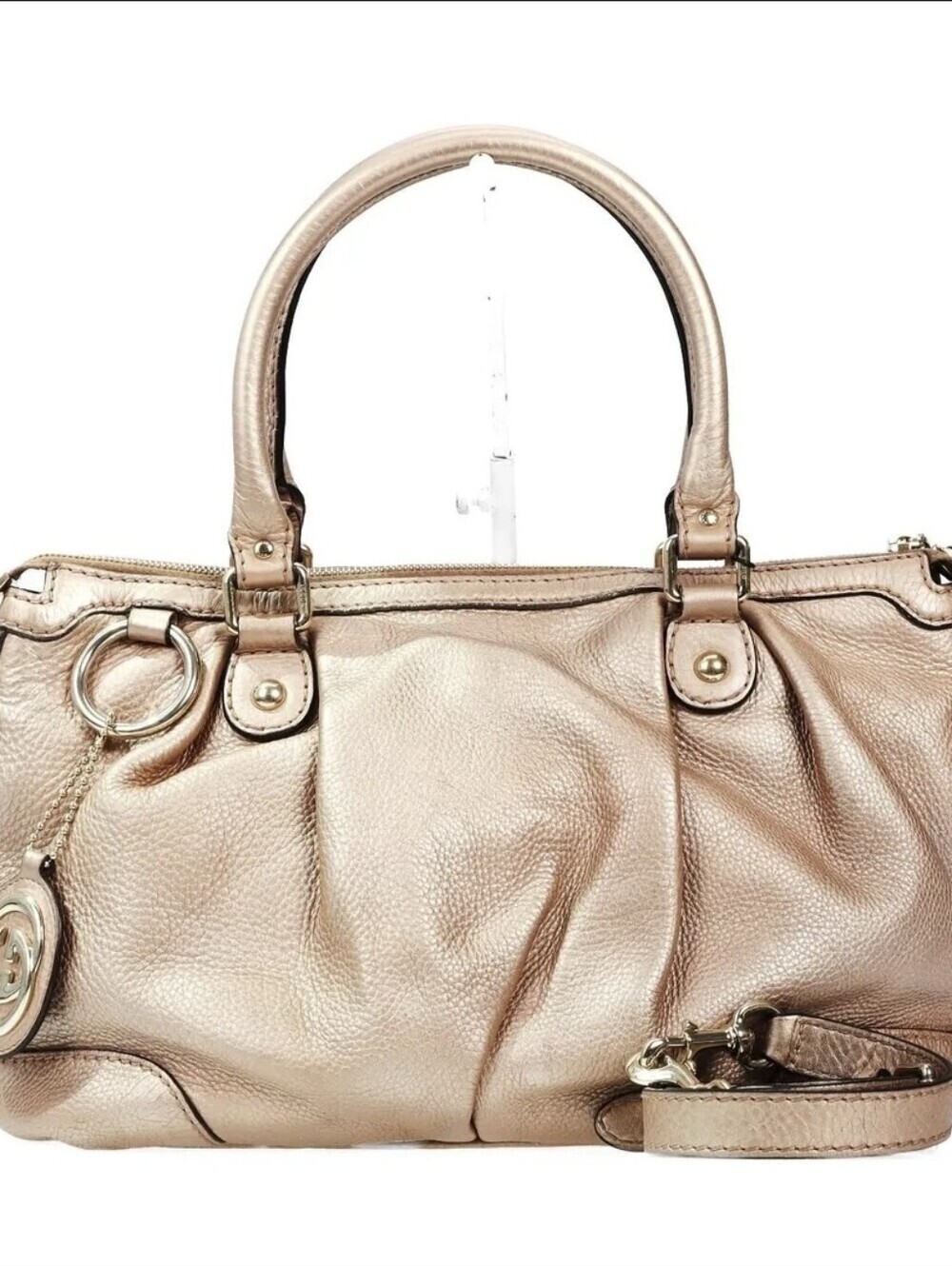 Gucci Sukey Tote Pebbled Leather w/ Strap & GG Charm COA Included